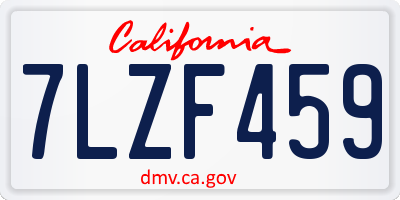 CA license plate 7LZF459