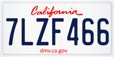 CA license plate 7LZF466