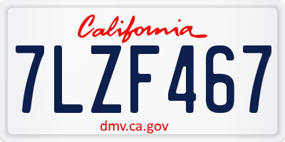 CA license plate 7LZF467