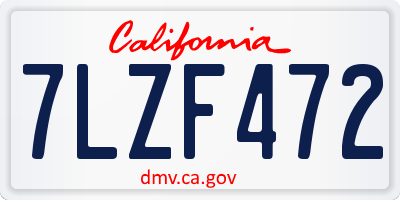 CA license plate 7LZF472