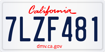 CA license plate 7LZF481