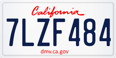 CA license plate 7LZF484