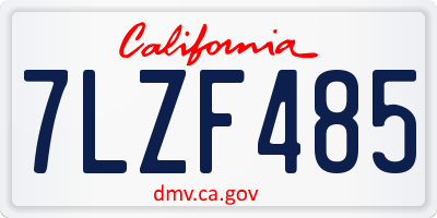 CA license plate 7LZF485