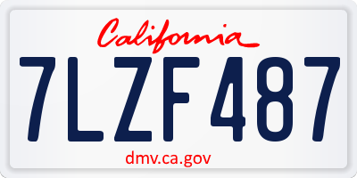 CA license plate 7LZF487
