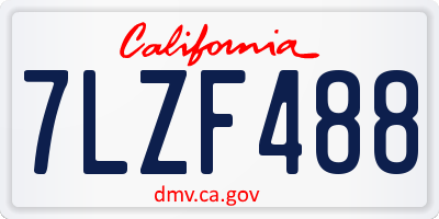 CA license plate 7LZF488
