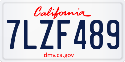 CA license plate 7LZF489