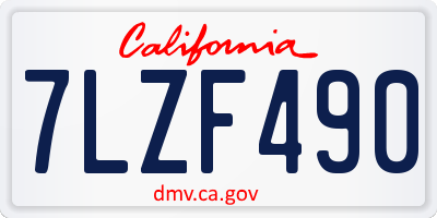 CA license plate 7LZF490