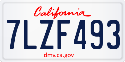 CA license plate 7LZF493