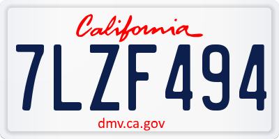 CA license plate 7LZF494