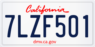CA license plate 7LZF501