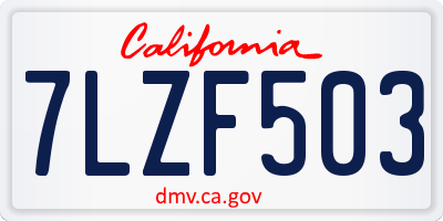 CA license plate 7LZF503