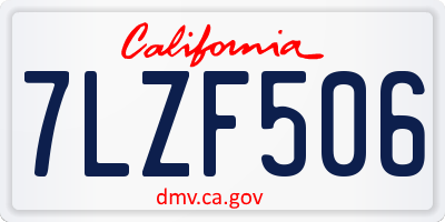 CA license plate 7LZF506