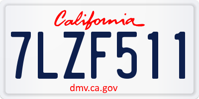 CA license plate 7LZF511