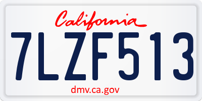 CA license plate 7LZF513