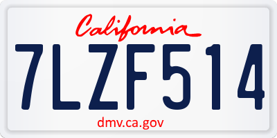 CA license plate 7LZF514
