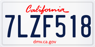 CA license plate 7LZF518