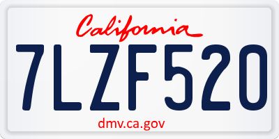 CA license plate 7LZF520