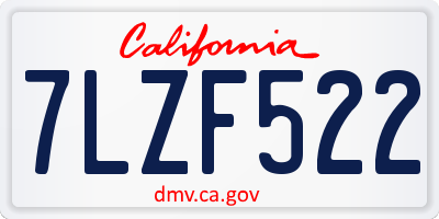 CA license plate 7LZF522