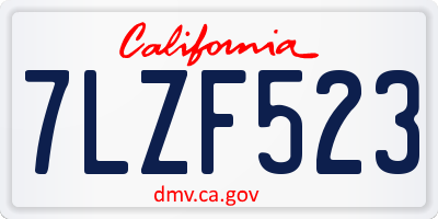 CA license plate 7LZF523
