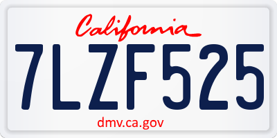 CA license plate 7LZF525