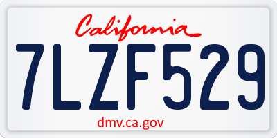 CA license plate 7LZF529