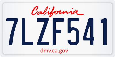 CA license plate 7LZF541