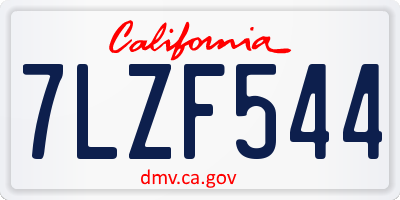 CA license plate 7LZF544