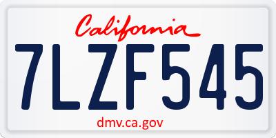 CA license plate 7LZF545