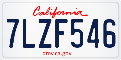 CA license plate 7LZF546