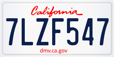 CA license plate 7LZF547