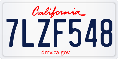 CA license plate 7LZF548