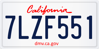 CA license plate 7LZF551