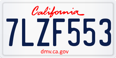 CA license plate 7LZF553