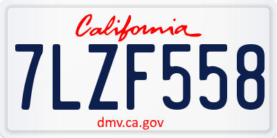CA license plate 7LZF558