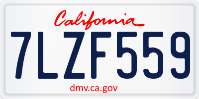 CA license plate 7LZF559