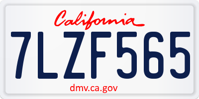 CA license plate 7LZF565