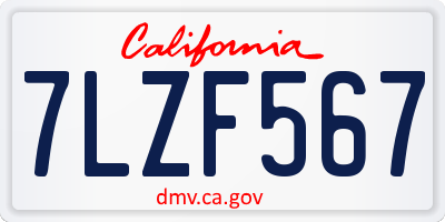 CA license plate 7LZF567