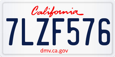 CA license plate 7LZF576