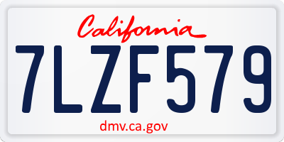 CA license plate 7LZF579