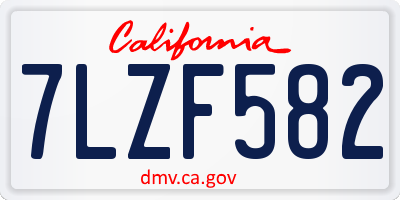 CA license plate 7LZF582
