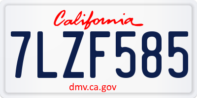 CA license plate 7LZF585