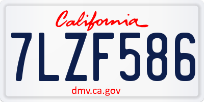 CA license plate 7LZF586