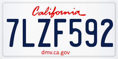 CA license plate 7LZF592
