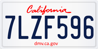 CA license plate 7LZF596