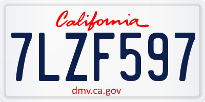 CA license plate 7LZF597