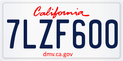 CA license plate 7LZF600