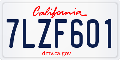 CA license plate 7LZF601