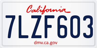 CA license plate 7LZF603