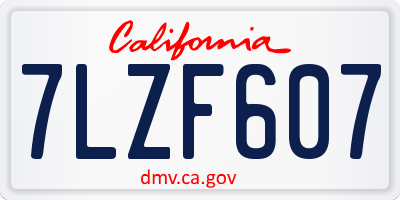 CA license plate 7LZF607