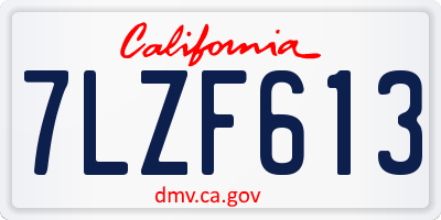 CA license plate 7LZF613